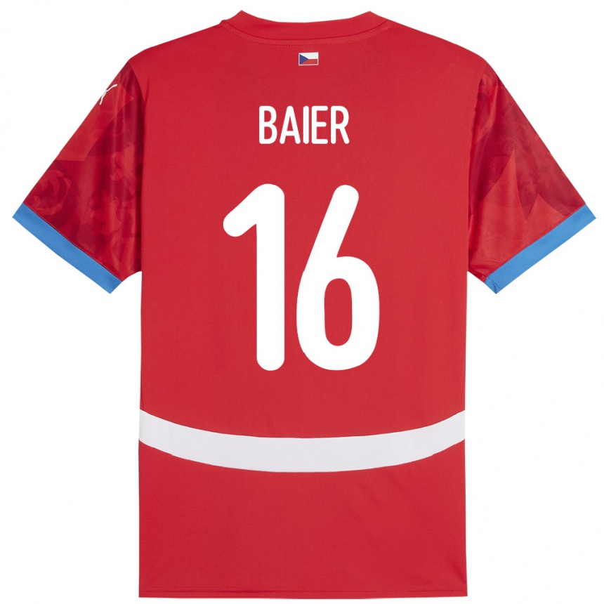 Kids Football Czech Republic Viktor Baier #16 Red Home Jersey 24-26 T-Shirt Nz