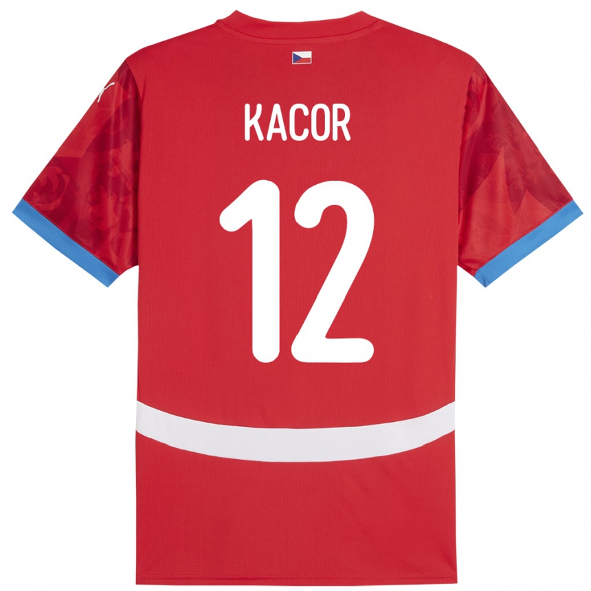 Kids Football Czech Republic Pavel Kacor #12 Red Home Jersey 24-26 T-Shirt Nz