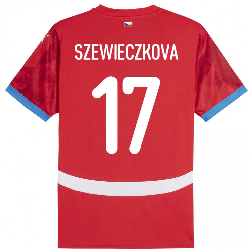 Kids Football Czech Republic Tereza Szewieczková #17 Red Home Jersey 24-26 T-Shirt Nz