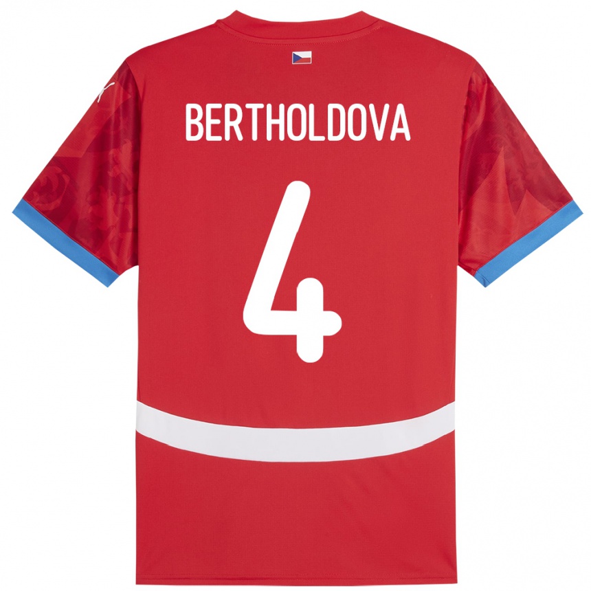 Kids Football Czech Republic Petra Bertholdová #4 Red Home Jersey 24-26 T-Shirt Nz