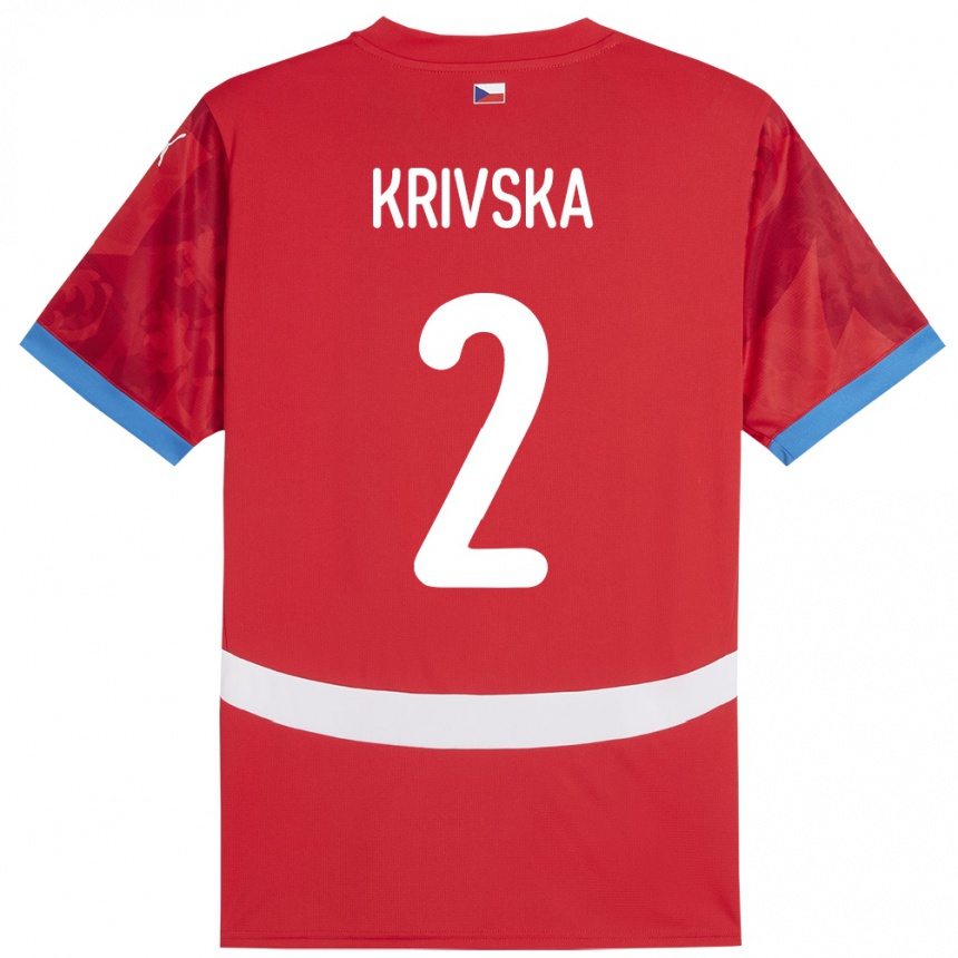 Kids Football Czech Republic Karolína Křivská #2 Red Home Jersey 24-26 T-Shirt Nz