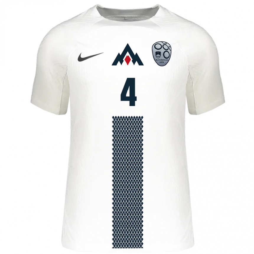 Kids Football Slovenia Mark Kerin #4 White Home Jersey 24-26 T-Shirt Nz