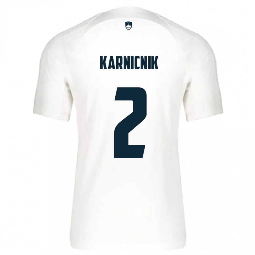 Kids Football Slovenia Zan Karnicnik #2 White Home Jersey 24-26 T-Shirt Nz