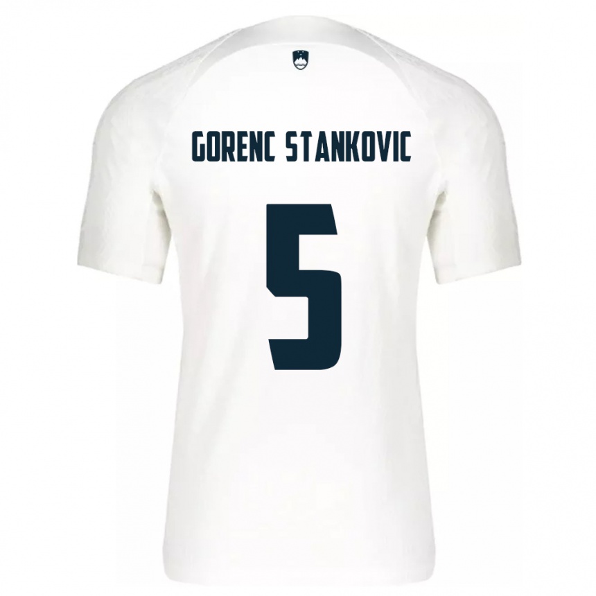 Kids Football Slovenia Jon Gorenc Stankovic #5 White Home Jersey 24-26 T-Shirt Nz