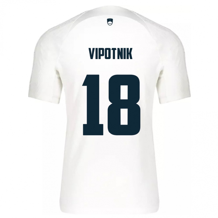 Kids Football Slovenia Zan Vipotnik #18 White Home Jersey 24-26 T-Shirt Nz