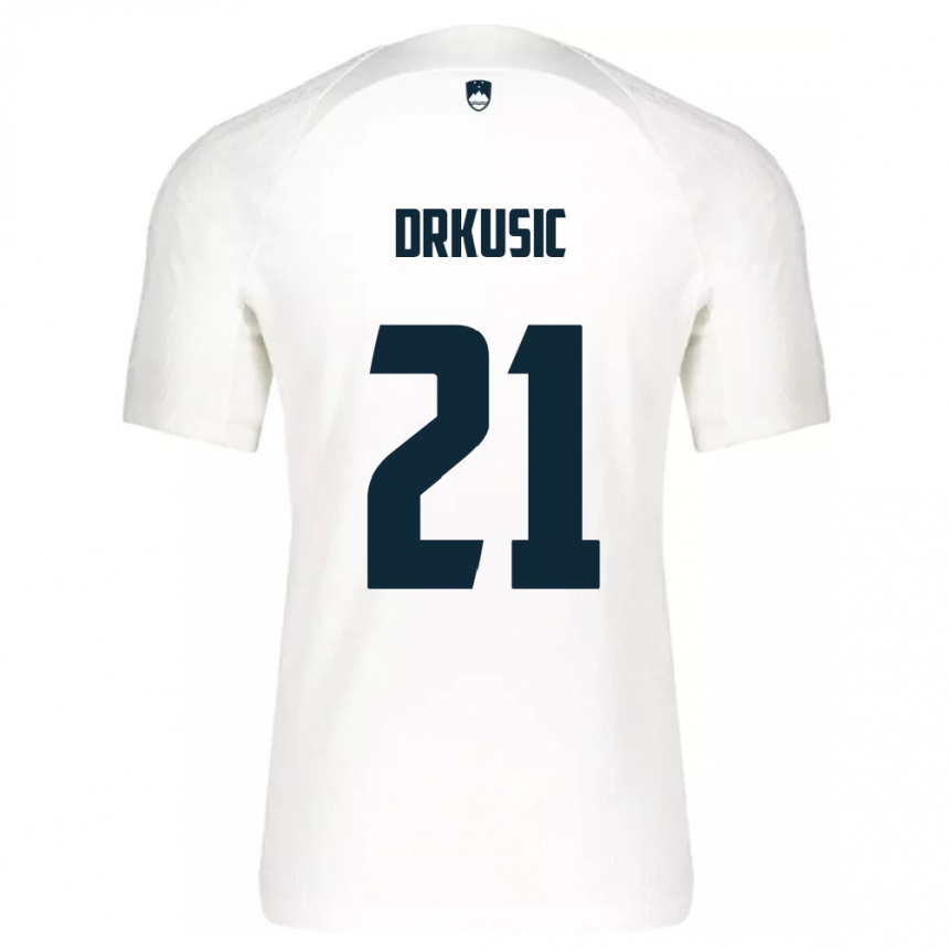 Kids Football Slovenia Vanja Drkusic #21 White Home Jersey 24-26 T-Shirt Nz