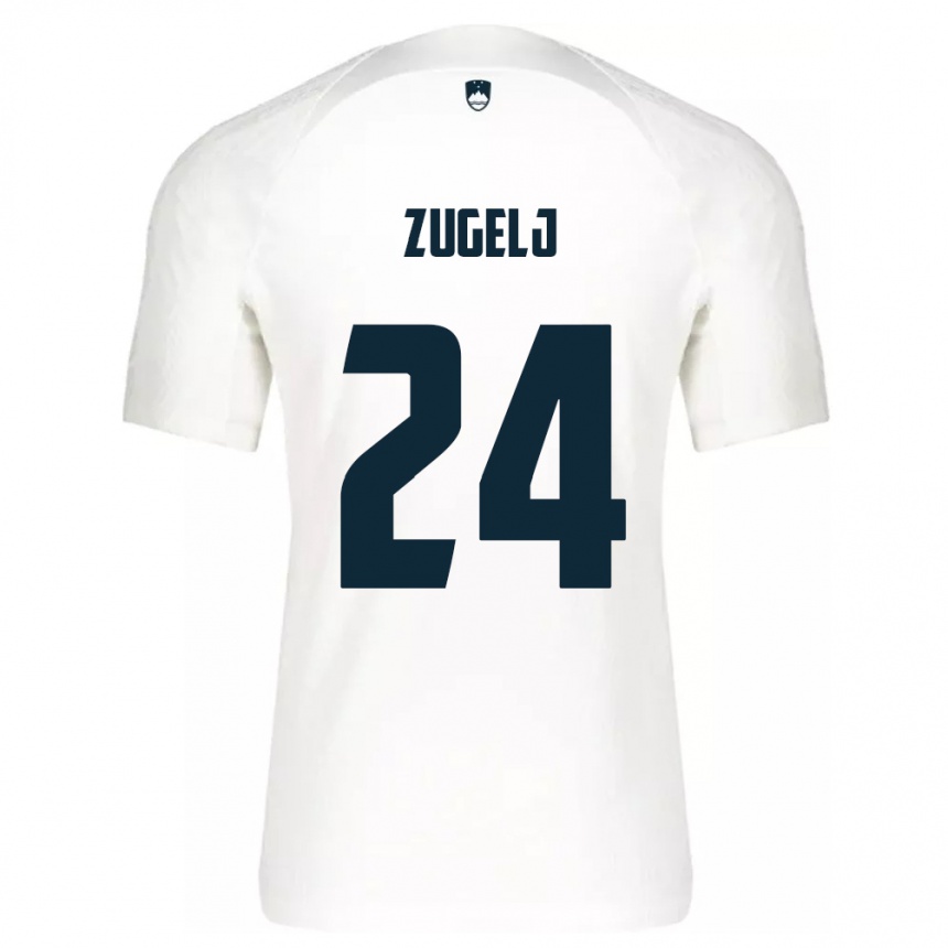 Kids Football Slovenia Nino Zugelj #24 White Home Jersey 24-26 T-Shirt Nz