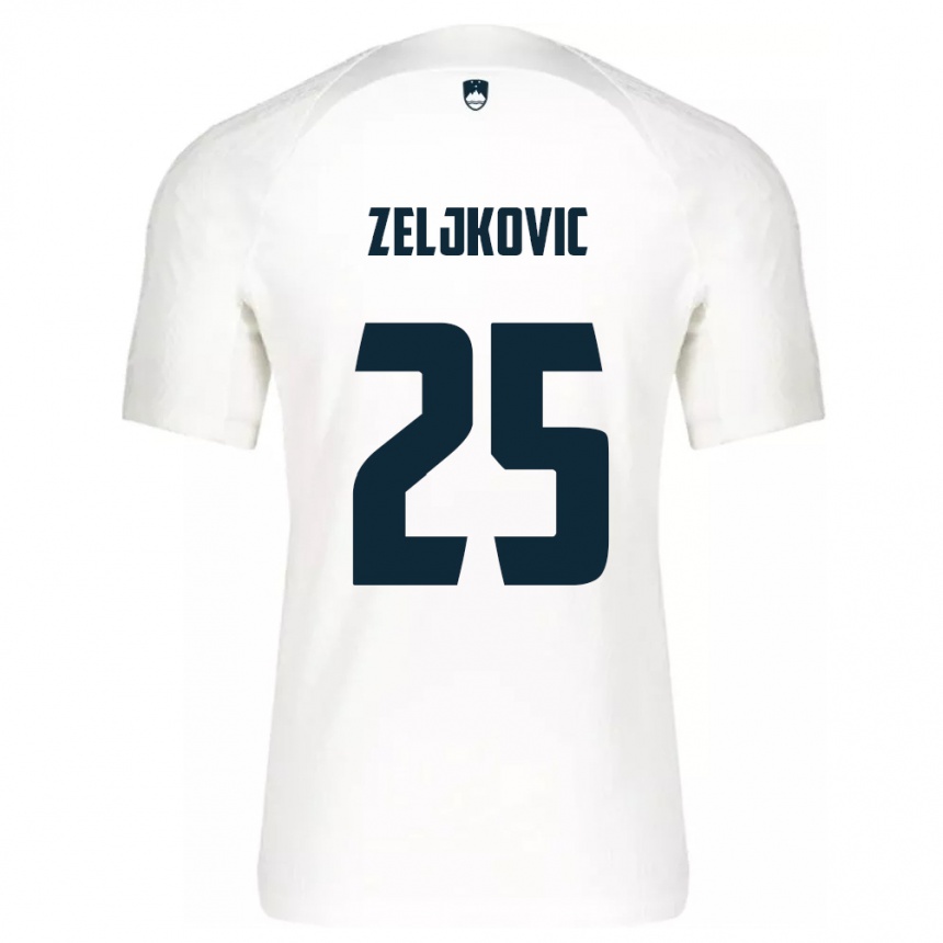 Kids Football Slovenia Adrian Zeljkovic #25 White Home Jersey 24-26 T-Shirt Nz