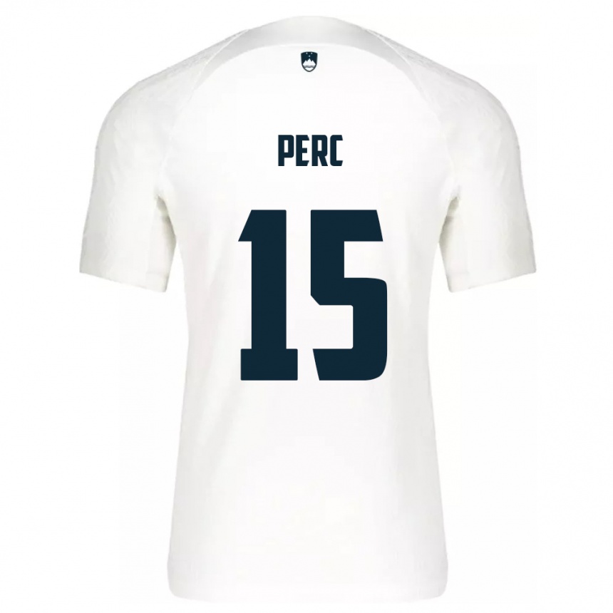 Kids Football Slovenia Nick Perc #15 White Home Jersey 24-26 T-Shirt Nz