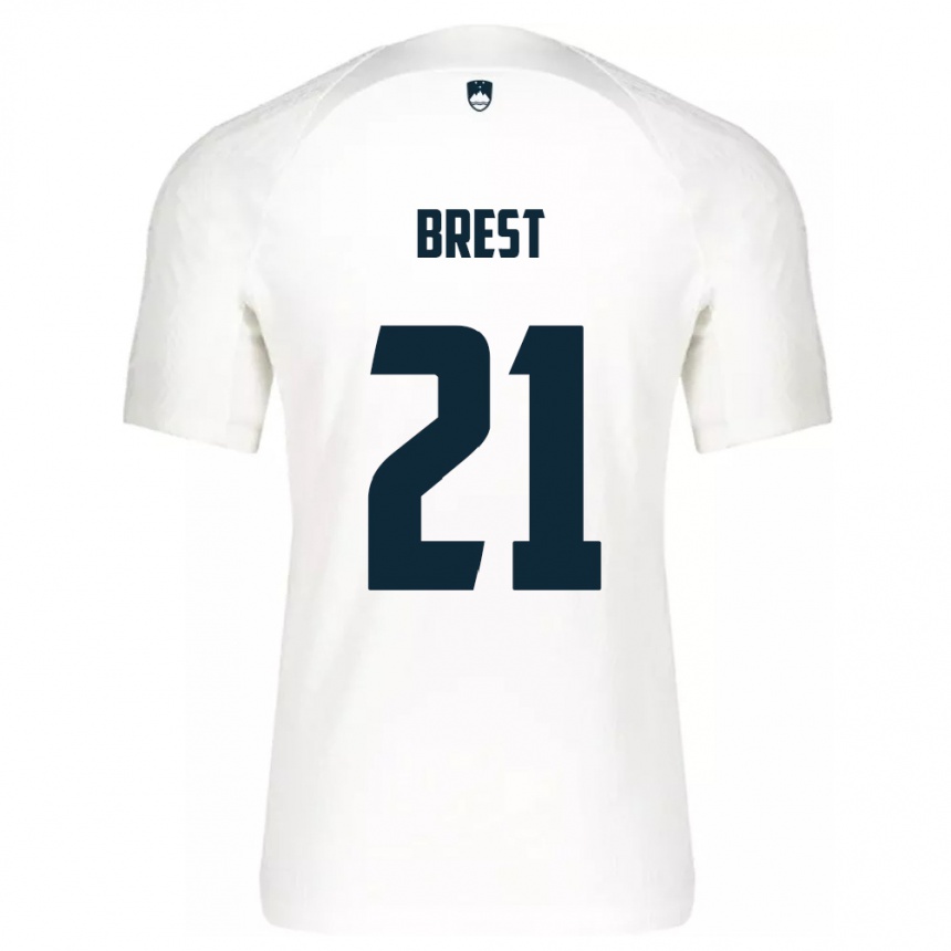 Kids Football Slovenia Marko Brest #21 White Home Jersey 24-26 T-Shirt Nz