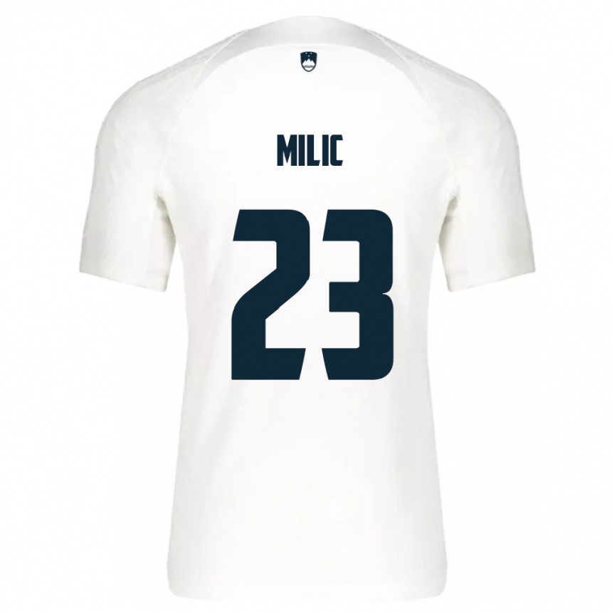 Kids Football Slovenia Nino Milic #23 White Home Jersey 24-26 T-Shirt Nz