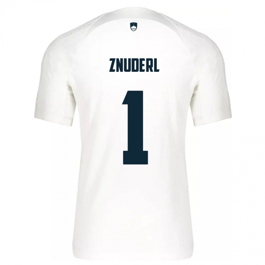 Kids Football Slovenia Tai Znuderl #1 White Home Jersey 24-26 T-Shirt Nz