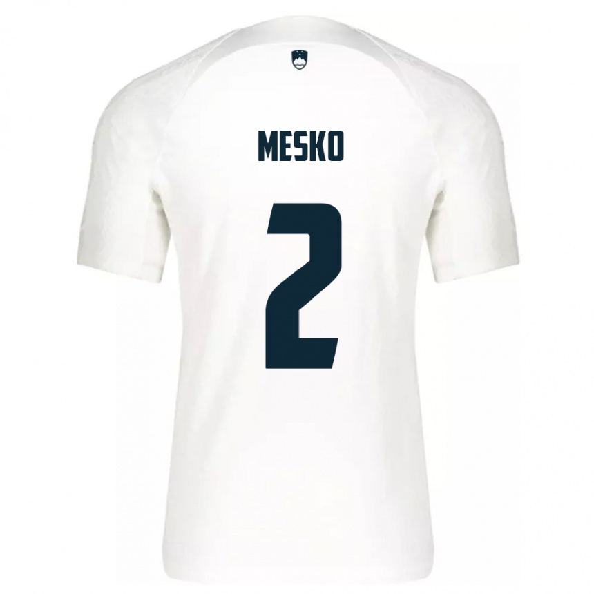 Kids Football Slovenia Zan Mesko #2 White Home Jersey 24-26 T-Shirt Nz