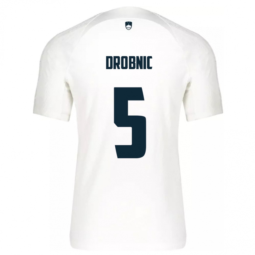 Kids Football Slovenia Dominik Drobnic #5 White Home Jersey 24-26 T-Shirt Nz