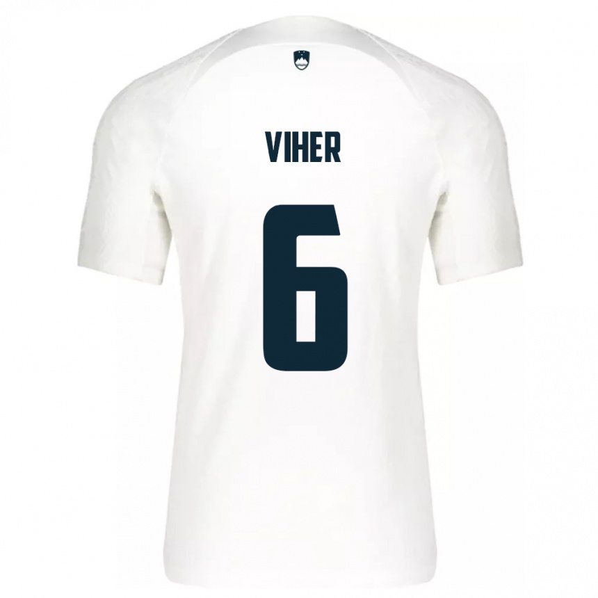 Kids Football Slovenia Nejc Viher #6 White Home Jersey 24-26 T-Shirt Nz