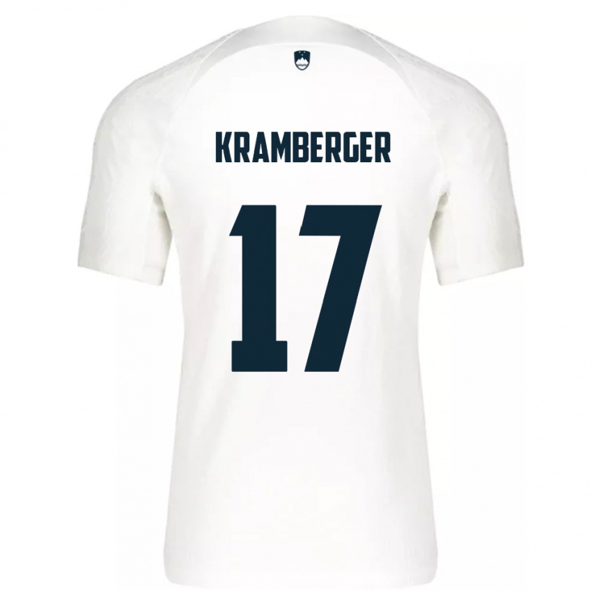 Kids Football Slovenia Enej Kramberger #17 White Home Jersey 24-26 T-Shirt Nz