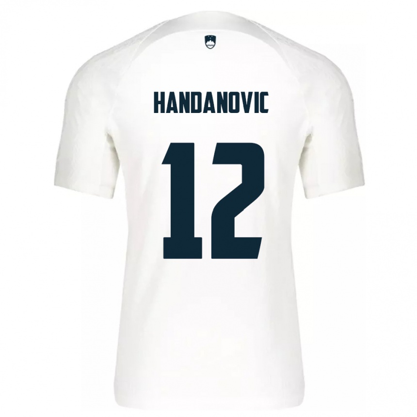 Kids Football Slovenia Tanej Handanovic #12 White Home Jersey 24-26 T-Shirt Nz