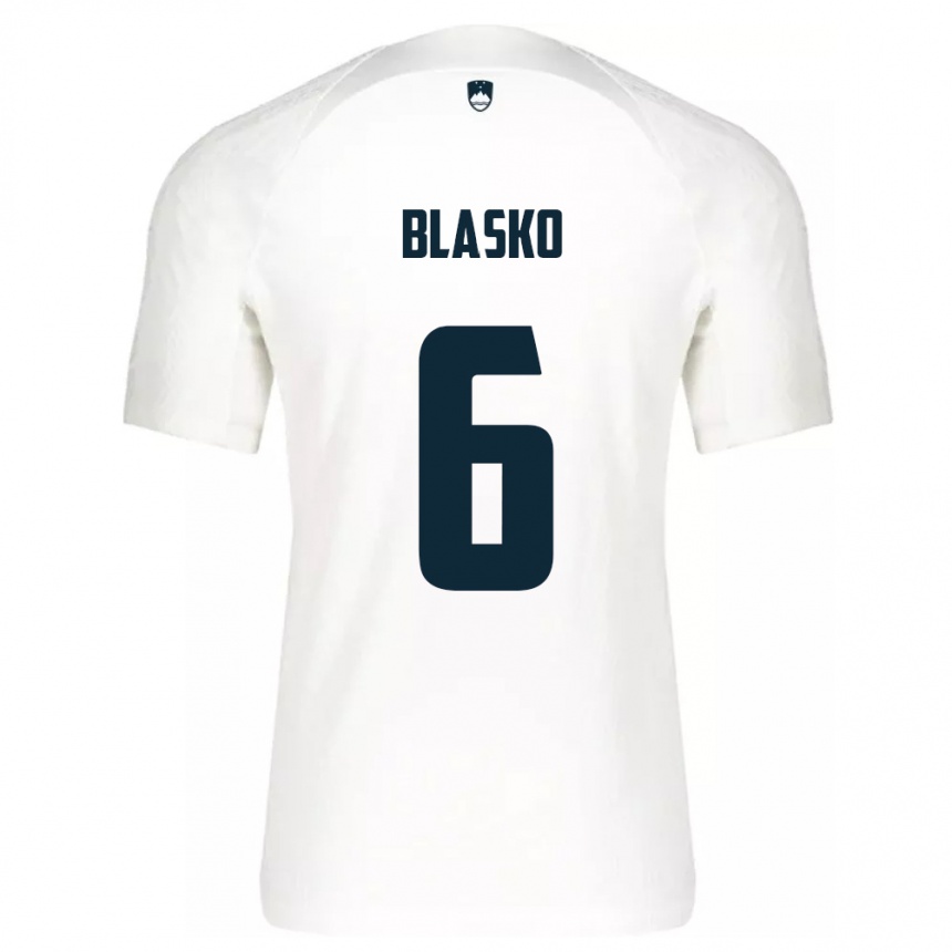 Kids Football Slovenia Svit Blasko #6 White Home Jersey 24-26 T-Shirt Nz