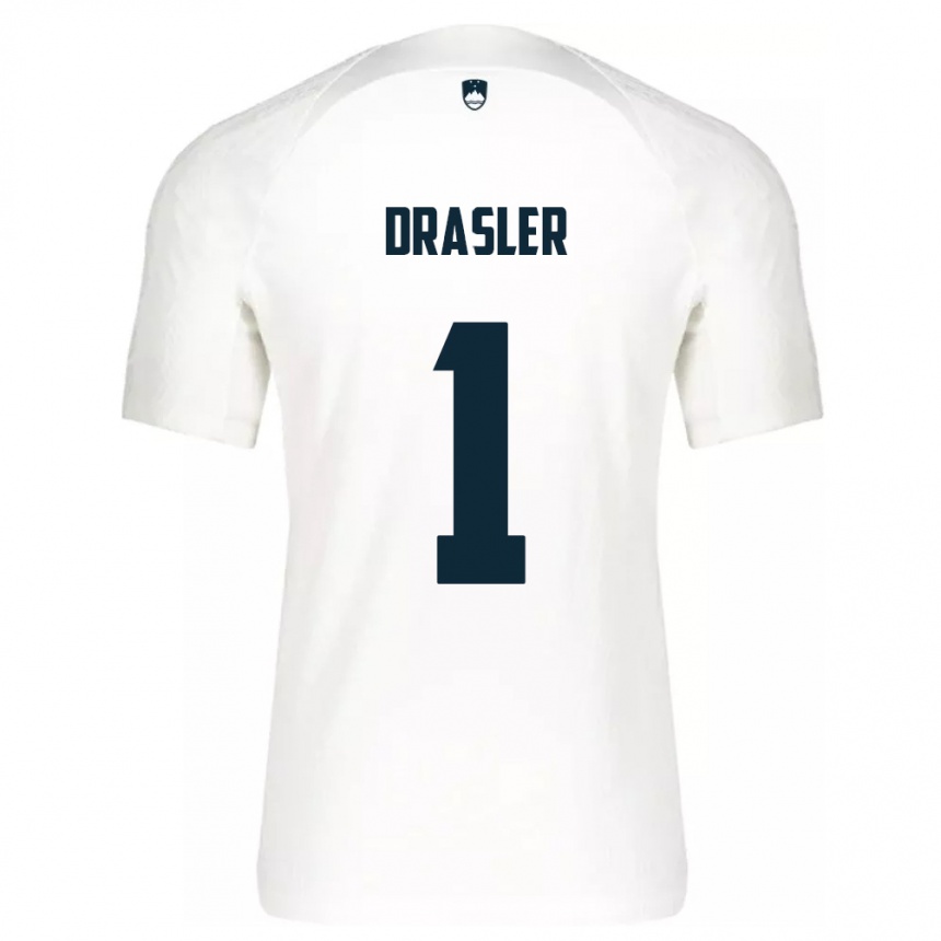 Kids Football Slovenia Iztok Drasler #1 White Home Jersey 24-26 T-Shirt Nz