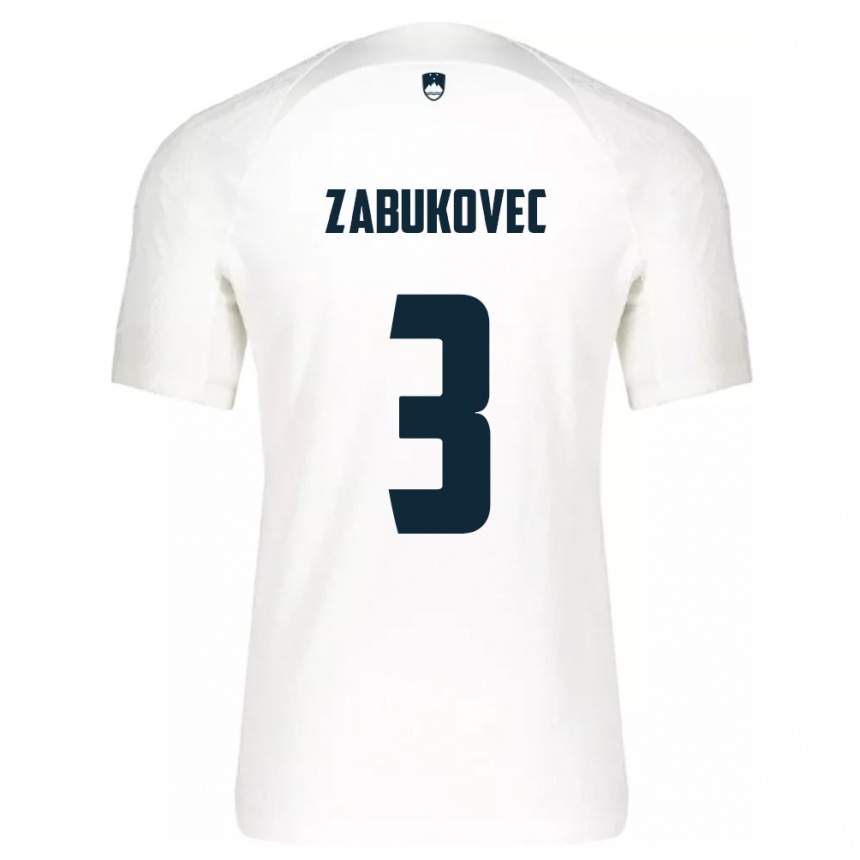 Kids Football Slovenia Anze Zabukovec #3 White Home Jersey 24-26 T-Shirt Nz