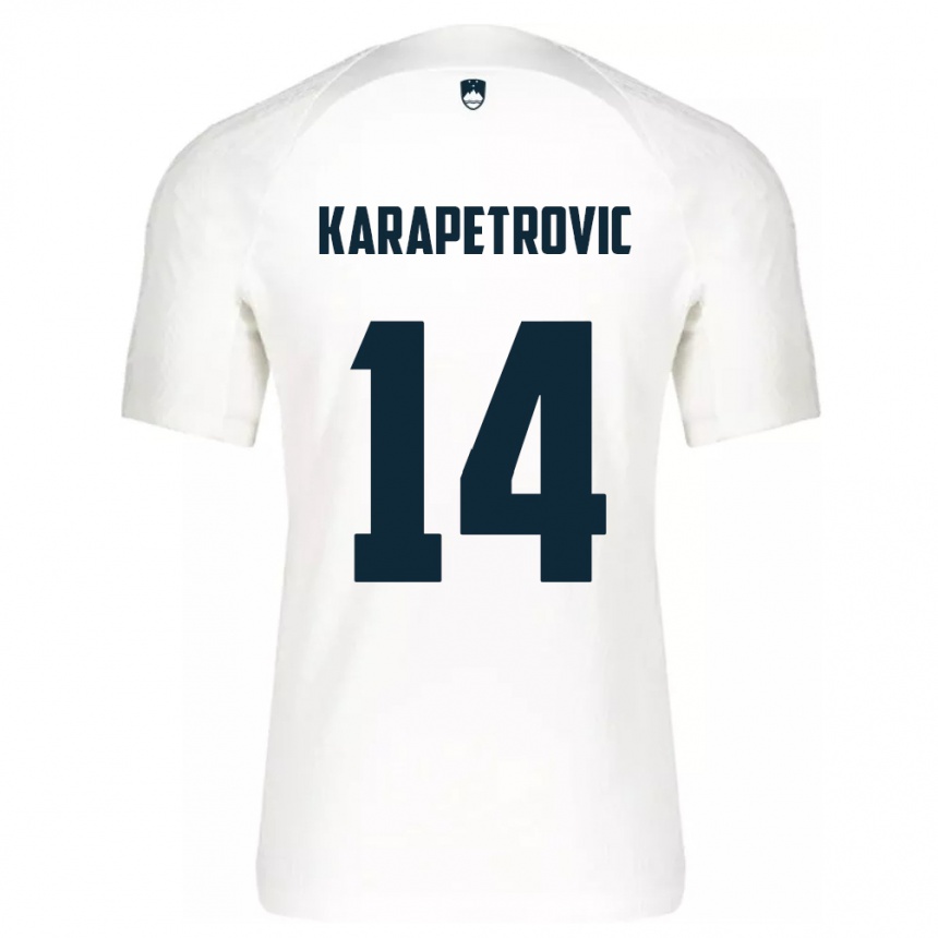 Kids Football Slovenia Luka Karapetrovic #14 White Home Jersey 24-26 T-Shirt Nz