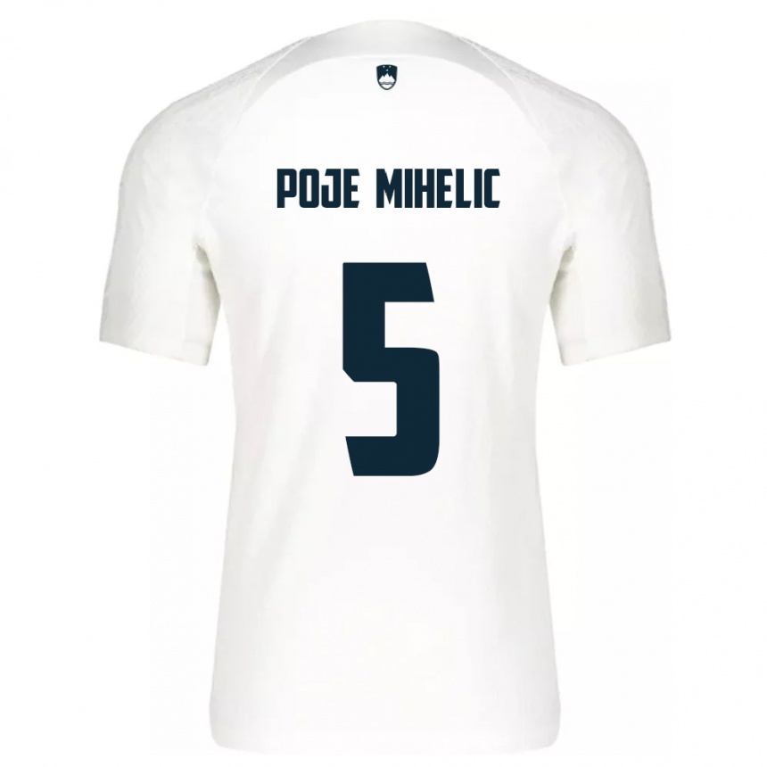 Kids Football Slovenia Naja Poje Mihelič #5 White Home Jersey 24-26 T-Shirt Nz