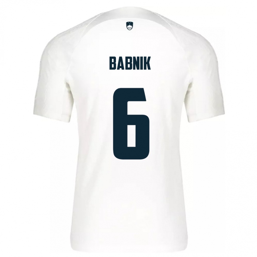 Kids Football Slovenia Nika Babnik #6 White Home Jersey 24-26 T-Shirt Nz