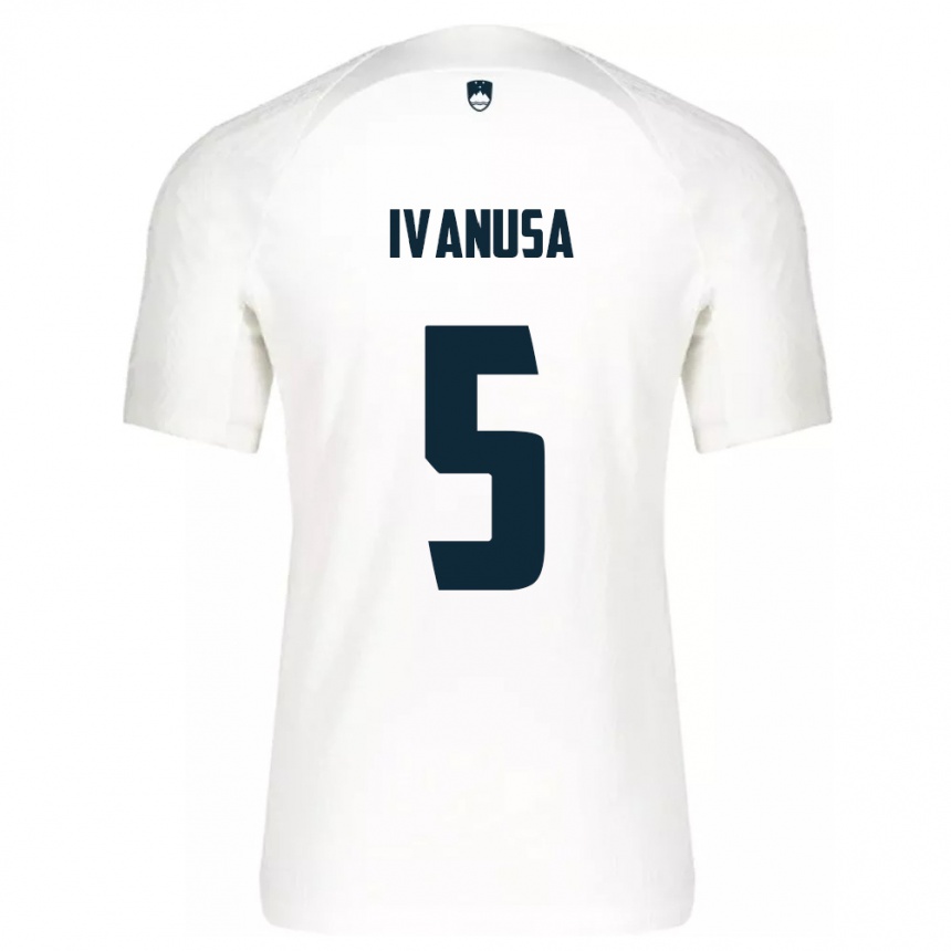 Kids Football Slovenia Lara Ivanuša #5 White Home Jersey 24-26 T-Shirt Nz