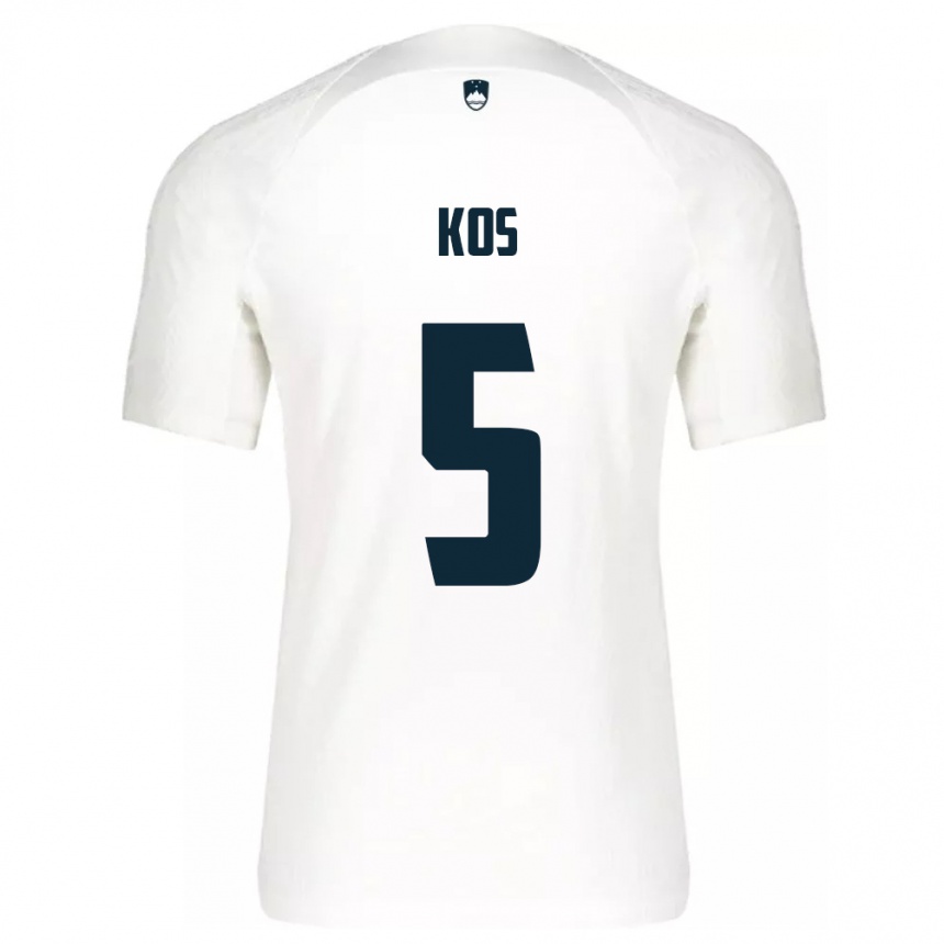 Kids Football Slovenia Evelina Kos #5 White Home Jersey 24-26 T-Shirt Nz