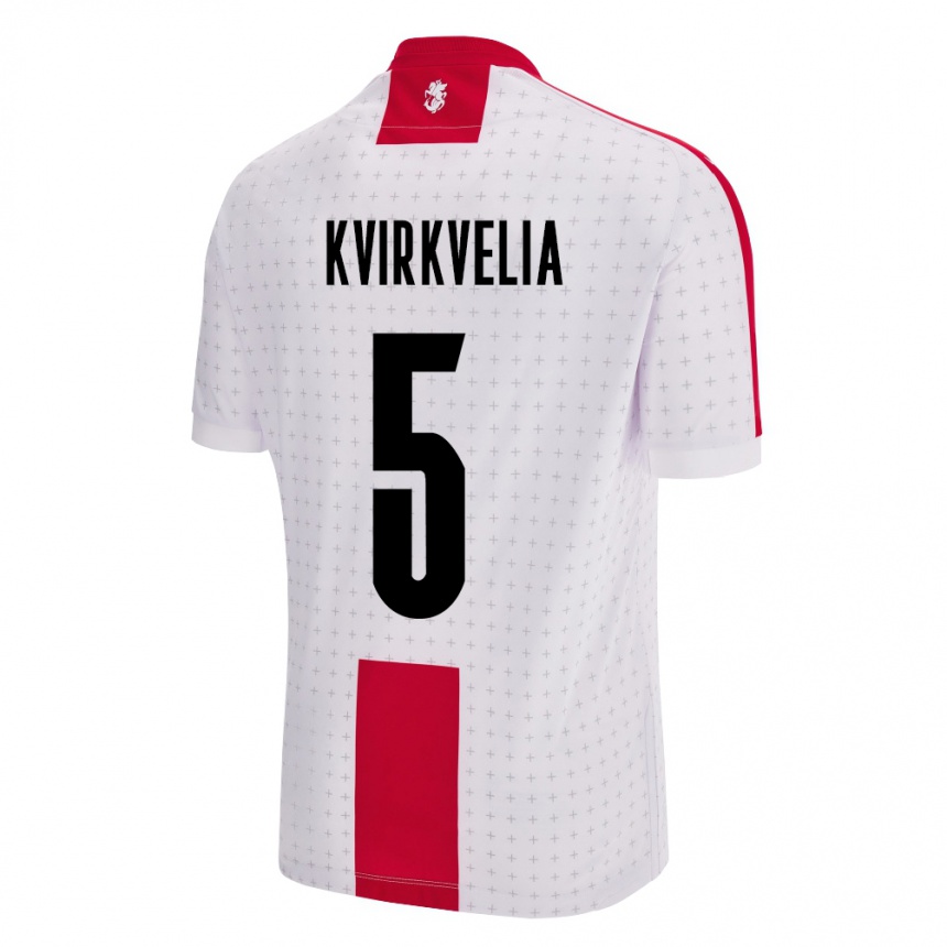 Kids Football Georgia Solomon Kvirkvelia #5 White Home Jersey 24-26 T-Shirt Nz