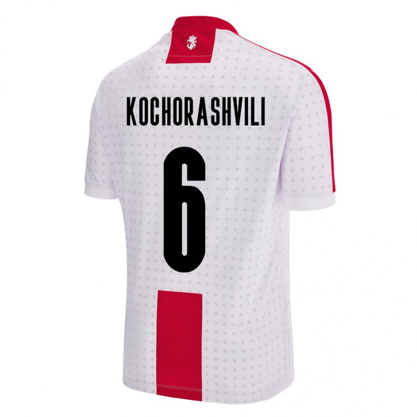 Kids Football Georgia Giorgi Kochorashvili #6 White Home Jersey 24-26 T-Shirt Nz