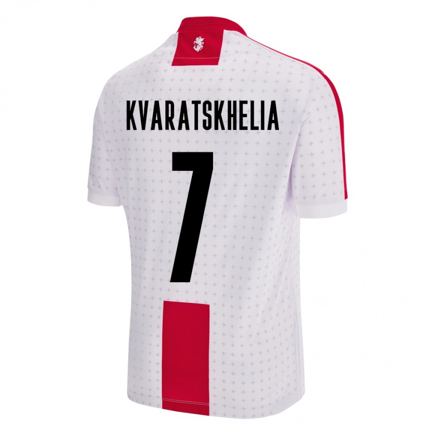 Kids Football Georgia Khvicha Kvaratskhelia #7 White Home Jersey 24-26 T-Shirt Nz