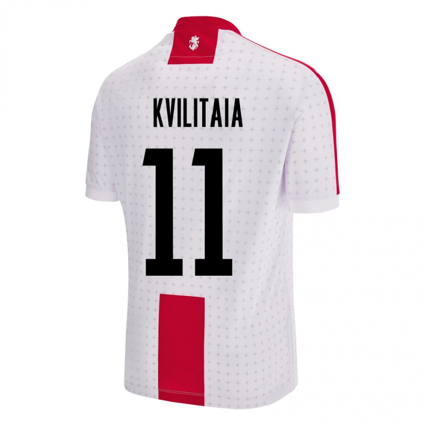 Kids Football Georgia Giorgi Kvilitaia #11 White Home Jersey 24-26 T-Shirt Nz