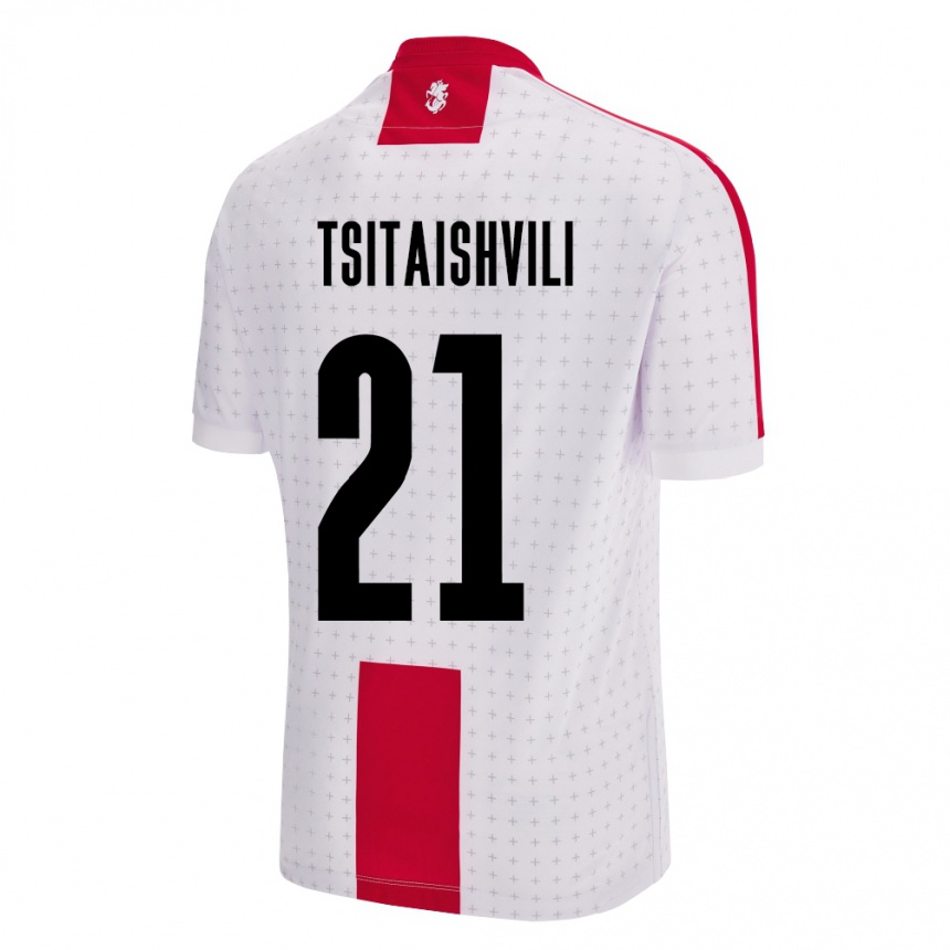 Kids Football Georgia Georgiy Tsitaishvili #21 White Home Jersey 24-26 T-Shirt Nz