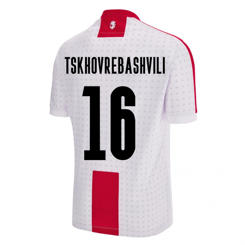 Kids Football Georgia Nikoloz Tskhovrebashvili #16 White Home Jersey 24-26 T-Shirt Nz