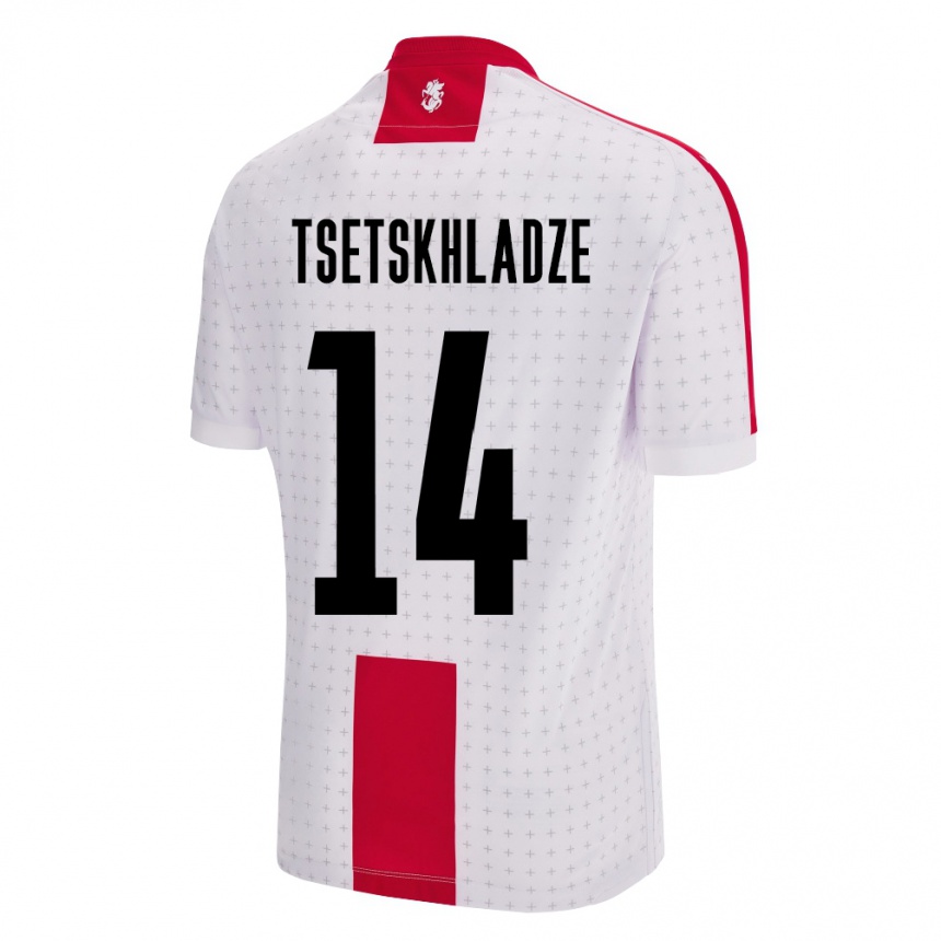 Kids Football Georgia Nikoloz Tsetskhladze #14 White Home Jersey 24-26 T-Shirt Nz