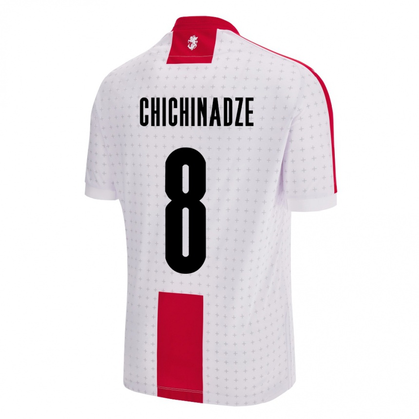 Kids Football Georgia Lela Chichinadze #8 White Home Jersey 24-26 T-Shirt Nz