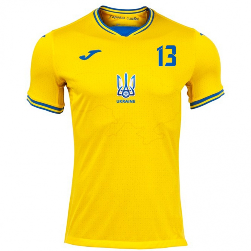 Kids Football Ukraine Maryan Faryna #13 Yellow Home Jersey 24-26 T-Shirt Nz