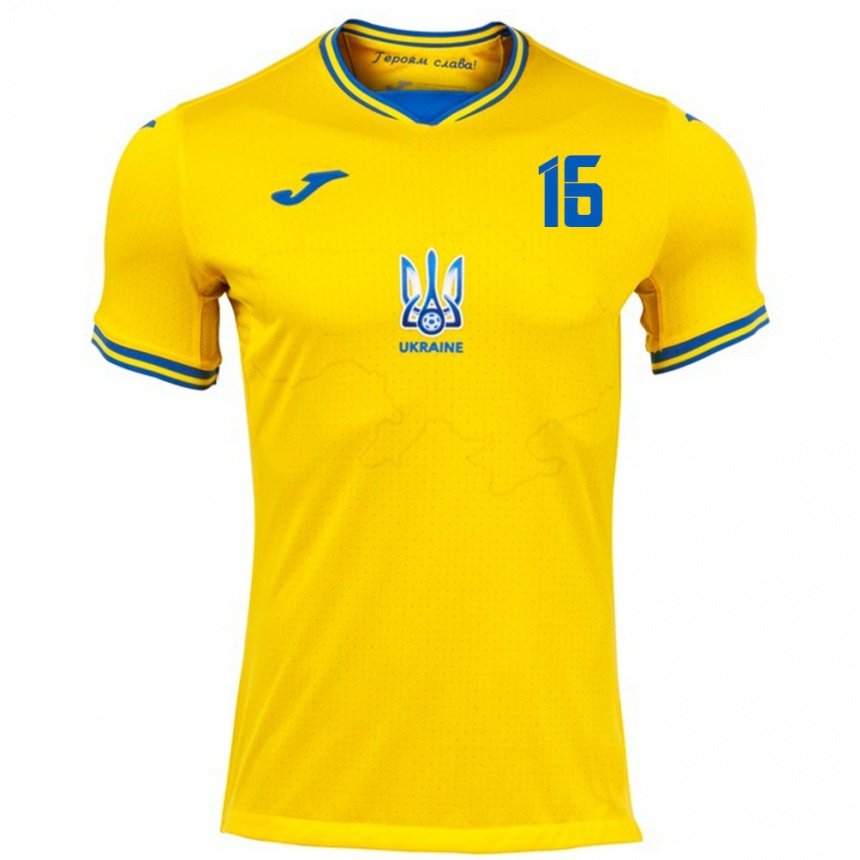 Kids Football Ukraine Olha Ovdiychuk #16 Yellow Home Jersey 24-26 T-Shirt Nz