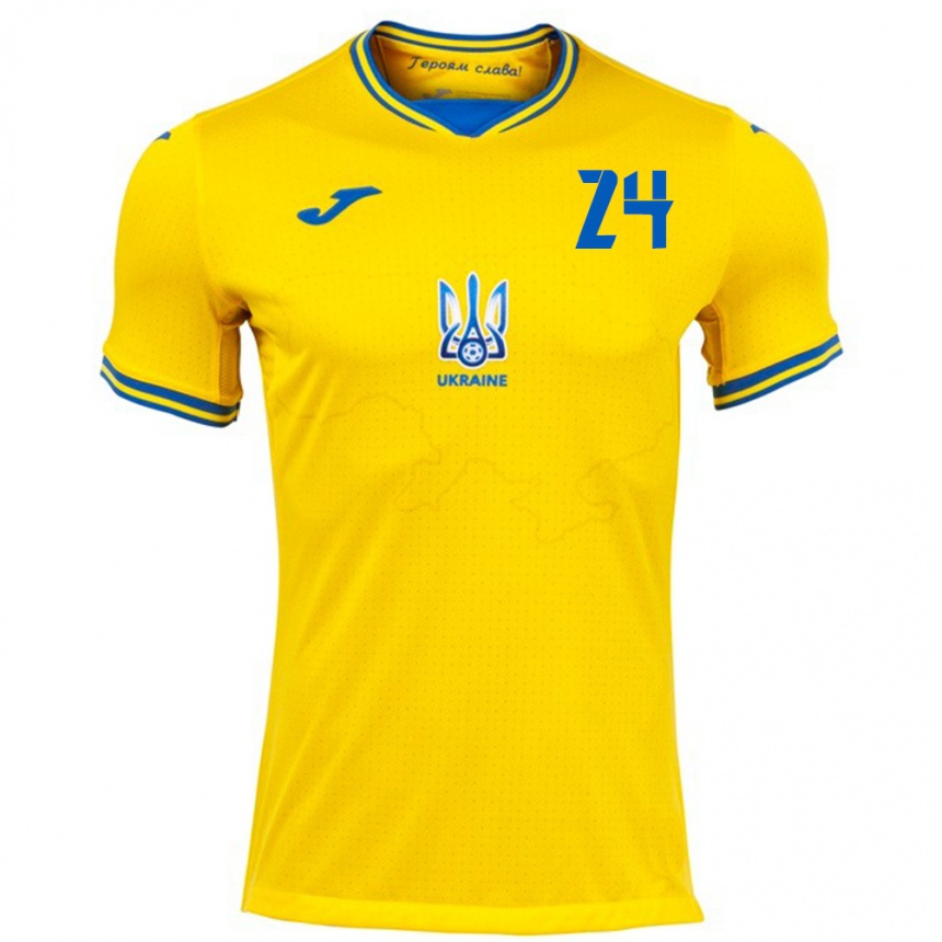 Kids Football Ukraine Oleksandr Tymchyk #24 Yellow Home Jersey 24-26 T-Shirt Nz