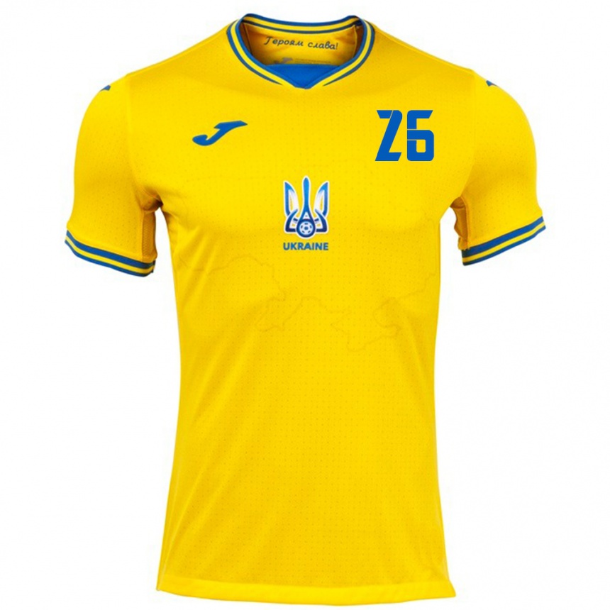 Kids Football Ukraine Bogdan Mykhaylichenko #26 Yellow Home Jersey 24-26 T-Shirt Nz