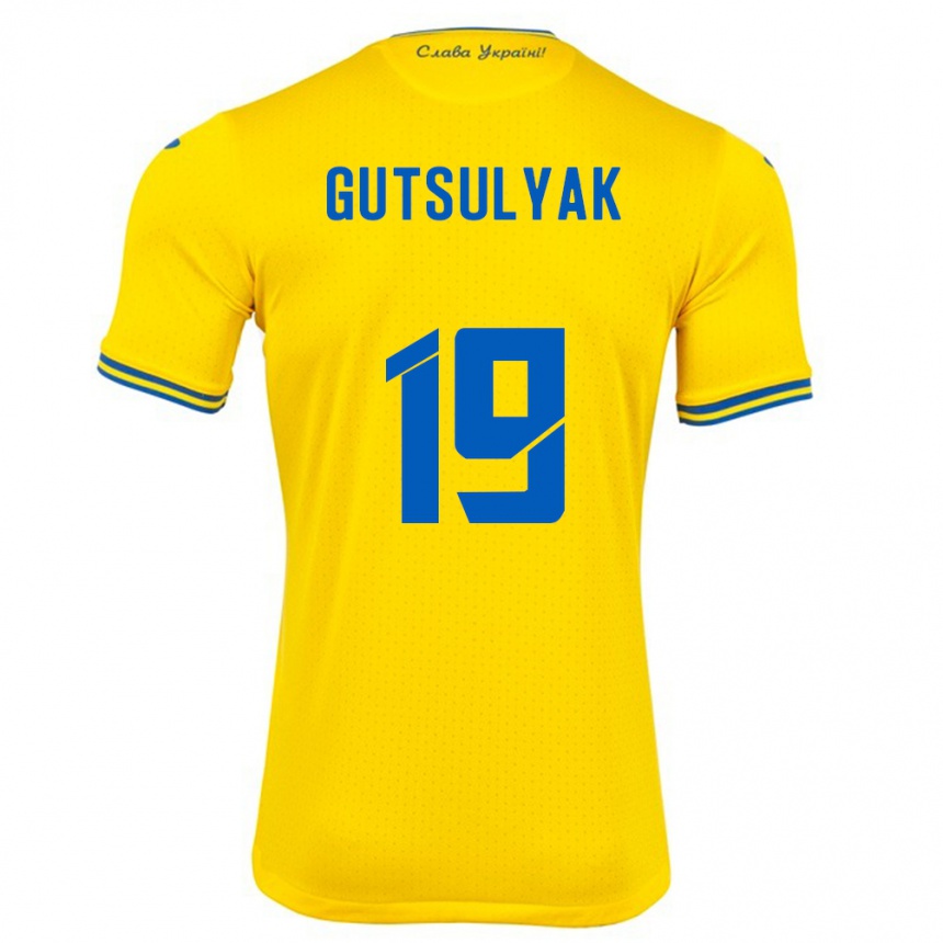 Kids Football Ukraine Oleksiy Gutsulyak #19 Yellow Home Jersey 24-26 T-Shirt Nz