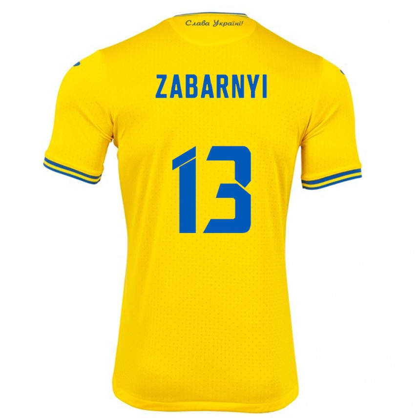 Kids Football Ukraine Ilya Zabarnyi #13 Yellow Home Jersey 24-26 T-Shirt Nz