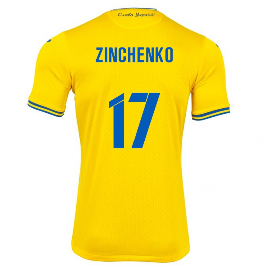 Kids Football Ukraine Oleksandr Zinchenko #17 Yellow Home Jersey 24-26 T-Shirt Nz