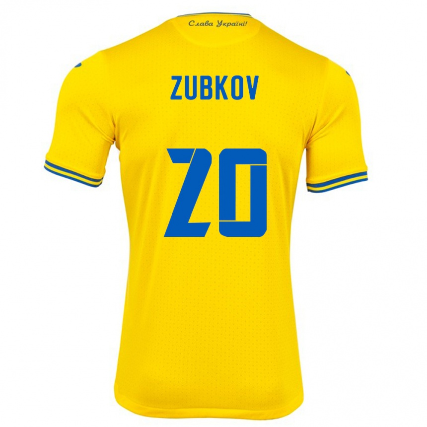 Kids Football Ukraine Oleksandr Zubkov #20 Yellow Home Jersey 24-26 T-Shirt Nz