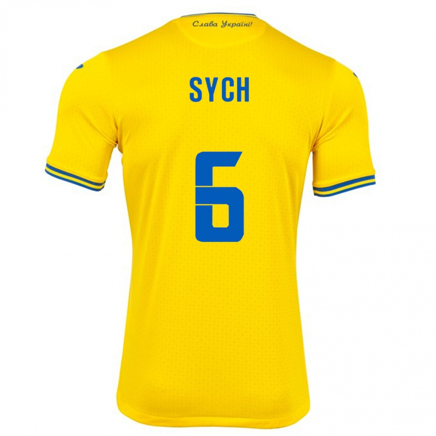 Kids Football Ukraine Oleksiy Sych #6 Yellow Home Jersey 24-26 T-Shirt Nz