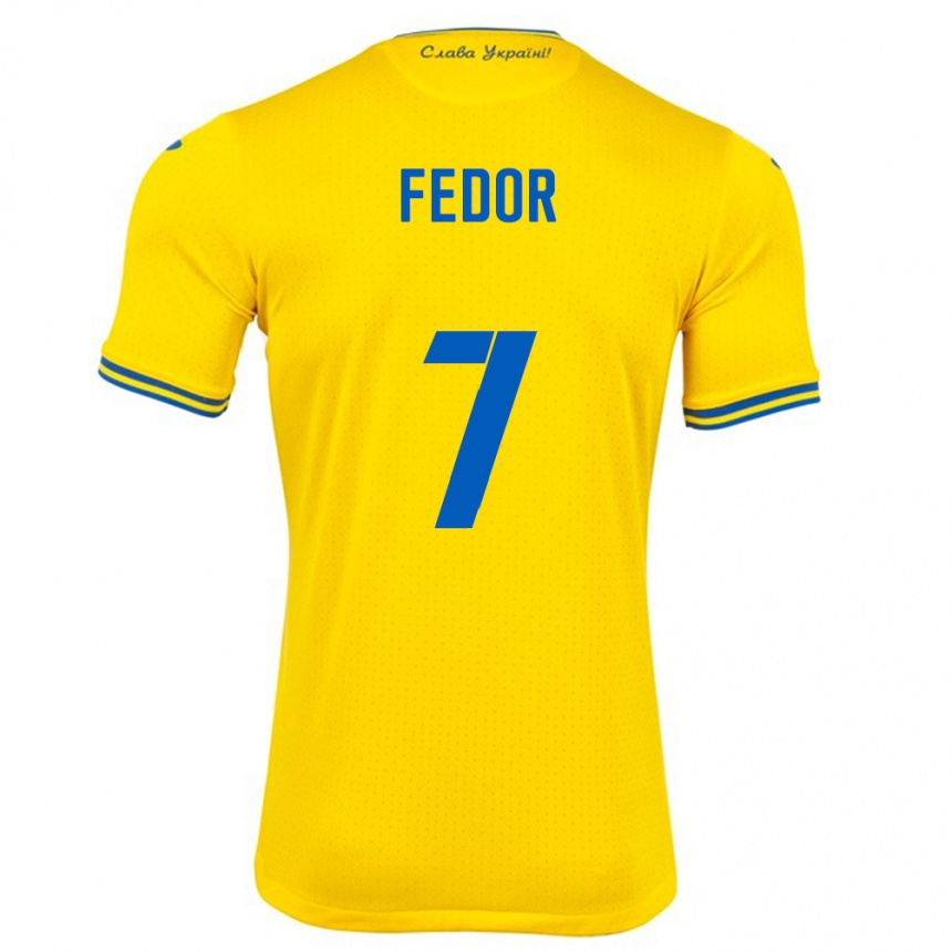 Kids Football Ukraine Oleg Fedor #7 Yellow Home Jersey 24-26 T-Shirt Nz