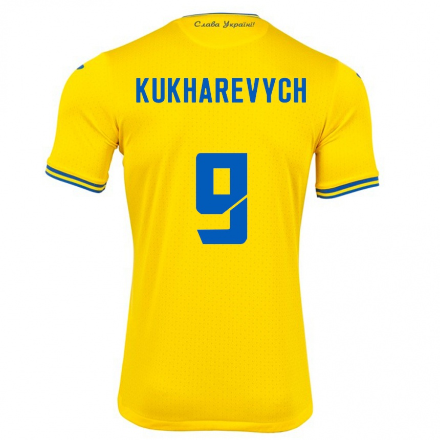 Kids Football Ukraine Mykola Kukharevych #9 Yellow Home Jersey 24-26 T-Shirt Nz