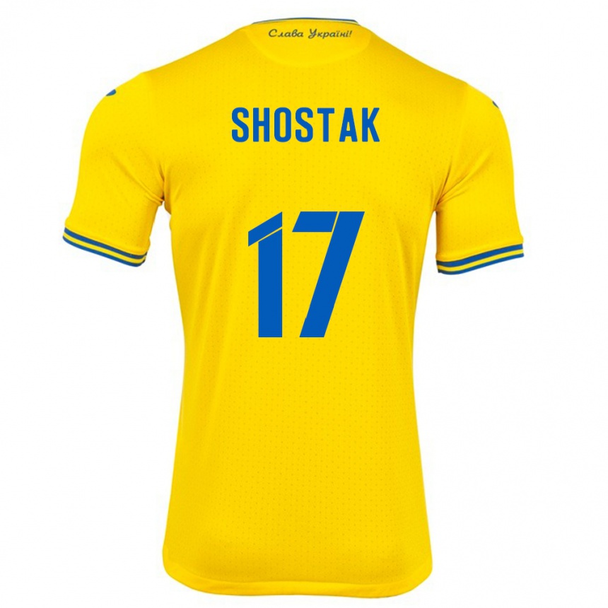 Kids Football Ukraine Denys Shostak #17 Yellow Home Jersey 24-26 T-Shirt Nz