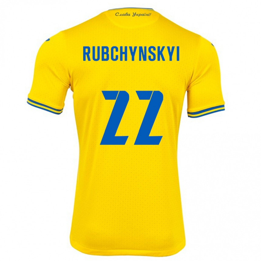 Kids Football Ukraine Valentyn Rubchynskyi #22 Yellow Home Jersey 24-26 T-Shirt Nz